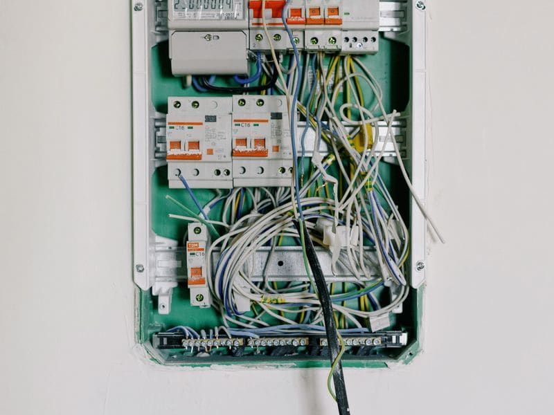 Neatly wired distribution board during a commercial installation